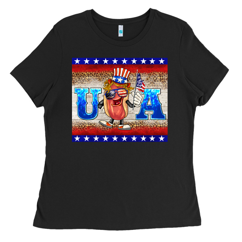Usa Hot Dog Ladies Tee by BarkalooDesign | Teevron