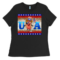 Black usa hot dog Ladies Tee - BarkalooDesign