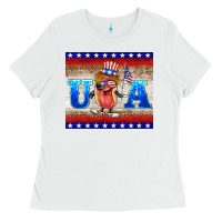 White usa hot dog Ladies Tee - BarkalooDesign