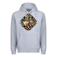 Heather Grey Aztec symbol rodeo Premium Hoodie - FaDigitalArtStudio