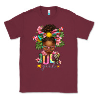Burgundy July Girl Afro Woman Summer Classic Tee - texasbilliewilder