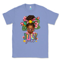 Colony Blue July Girl Afro Woman Summer Classic Tee - texasbilliewilder