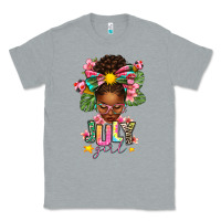 Heather Grey July Girl Afro Woman Summer Classic Tee - texasbilliewilder