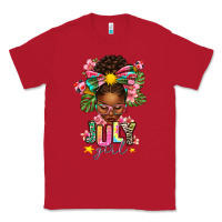 Red July Girl Afro Woman Summer Classic Tee - texasbilliewilder
