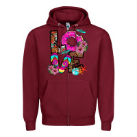 Burgundy Love Summer Zipper Hoodie - CowhideDigitalArt