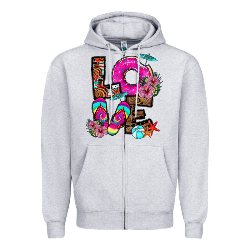 Love Summer Zipper Hoodie by CowhideDigitalArt | Teevron