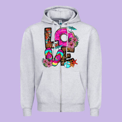 Love Summer Zipper Hoodie Designed By Cowhidedigitalart