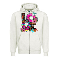 Oatmeal Heather Love Summer Zipper Hoodie - CowhideDigitalArt