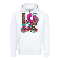 White Love Summer Zipper Hoodie - CowhideDigitalArt