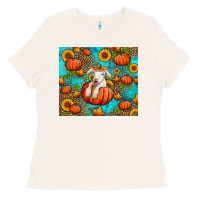 Fall Pumpkin Lamb Ladies Tee | Teevron
