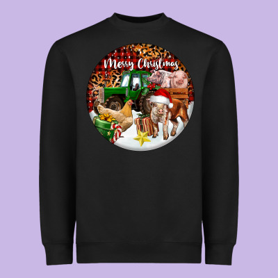 Merry Christmas Farm Animals Heavyweight Sweatshirt Designed By Fadigitalartstudio