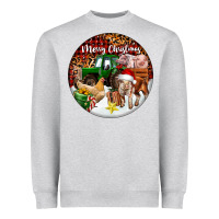 Heather Grey Merry Christmas Farm Animals Heavyweight Sweatshirt - FaDigitalArtStudio