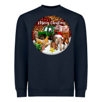 Navy Merry Christmas Farm Animals Heavyweight Sweatshirt - FaDigitalArtStudio