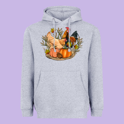Fall Coop Animals Pumpkin Heavyweight Hoodie Designed By Artiststas