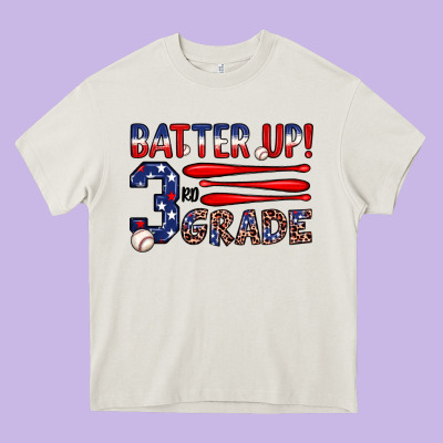 Batter Up 3rd Grade Heavy Core Tee Designed By Jahusdesignshop
