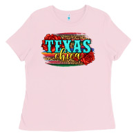 Bubblegum Pink Texas Chica with roses Ladies Tee - Jasminsmagicworld