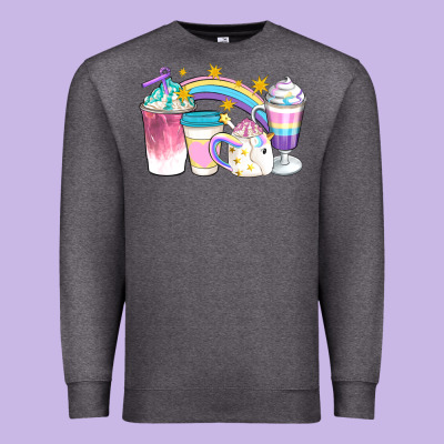 Unicorn Coffee Cups Premium Sweatshirt Designed By Artiststas