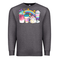 Charcoal Heather Unicorn Coffee Cups Premium Sweatshirt - Artiststas