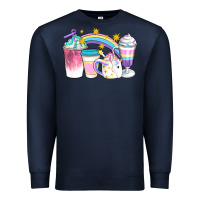 Navy Unicorn Coffee Cups Premium Sweatshirt - Artiststas