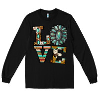Black turquoise serape love Long Sleeve Tee - Jasminsmagicworld