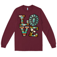Burgundy turquoise serape love Long Sleeve Tee - Jasminsmagicworld