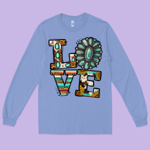 Turquoise Serape Love Long Sleeve Tee Designed By Jasminsmagicworld