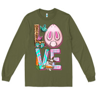 Army Green Love Rabbit Easter Day Long Sleeve Tee - HowdyJamesFarm
