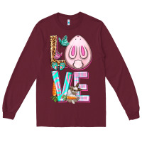 Burgundy Love Rabbit Easter Day Long Sleeve Tee - HowdyJamesFarm