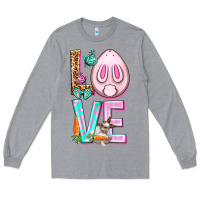 Heather Grey Love Rabbit Easter Day Long Sleeve Tee - HowdyJamesFarm