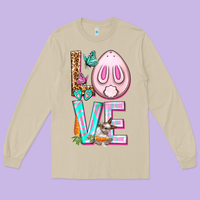 Love Rabbit Easter Day Long Sleeve Tee Designed By Howdyjamesfarm