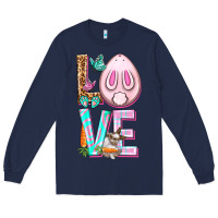 Navy Love Rabbit Easter Day Long Sleeve Tee - HowdyJamesFarm