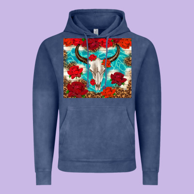 Bull Skull Rose Vintage Hoodie Designed By Tumblerdesignbyshophia