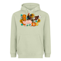 Matcha Farm Life Fall Pig Cow Rooster Heavyweight Hoodie - Artiststas