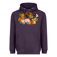Plum Farm Life Fall Pig Cow Rooster Heavyweight Hoodie - Artiststas