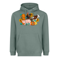 Sage Farm Life Fall Pig Cow Rooster Heavyweight Hoodie - Artiststas
