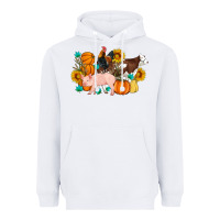 White Farm Life Fall Pig Cow Rooster Heavyweight Hoodie - Artiststas