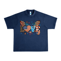 Navy Love America wings 4th of july Urban Heavy Tee - HowdyJamesFarm