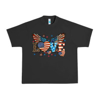 Pigment Black Love America wings 4th of july Urban Heavy Tee - HowdyJamesFarm
