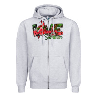 Heather Grey Love Summer Zipper Hoodie - CowhideDigitalArt
