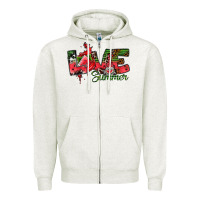 Oatmeal Heather Love Summer Zipper Hoodie - CowhideDigitalArt