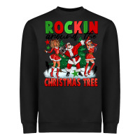 Black Rockin Around The Christmas Tree Heavyweight Sweatshirt - FaDigitalArtStudio