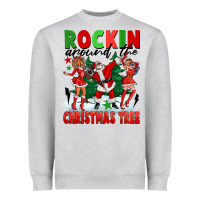 Heather Grey Rockin Around The Christmas Tree Heavyweight Sweatshirt - FaDigitalArtStudio