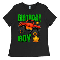 Black birthday boy monster truck Ladies Tee - Jasminsmagicworld