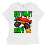 White birthday boy monster truck Ladies Tee - Jasminsmagicworld