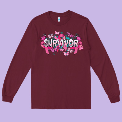 Cancer Survivor Cancer Awareness Long Sleeve Tee Designed By Howdyjamesfarm