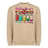 Mushroom battery life of a teacher Heavyweight Sweatshirt - BundleAndBundleShop