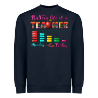 Navy battery life of a teacher Heavyweight Sweatshirt - BundleAndBundleShop