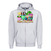 Heather Grey nightmare before summer coffee cups Zipper Hoodie - CowhideDigitalArt
