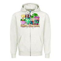 Oatmeal Heather nightmare before summer coffee cups Zipper Hoodie - CowhideDigitalArt