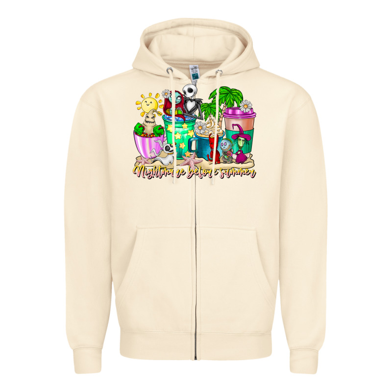 Nightmare Before Summer Coffee Cups Zipper Hoodie by CowhideDigitalArt | Teevron